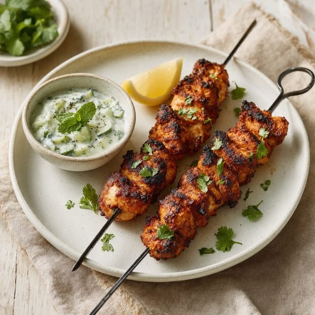Air fryer chicken tikka skewers