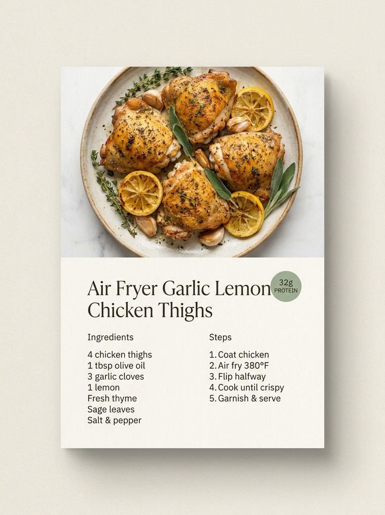 Recipe page with protein badge